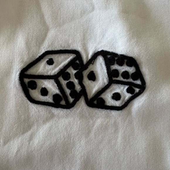 Original Use Dice Embroidery Button Up Shirt Y2K Streetwear Skater Grunge - Picture 5 of 7